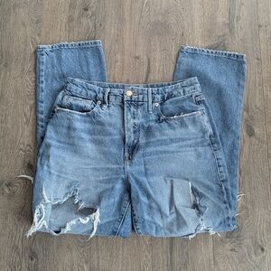 Good American High-Rise Distressed Blue Denim Jeans